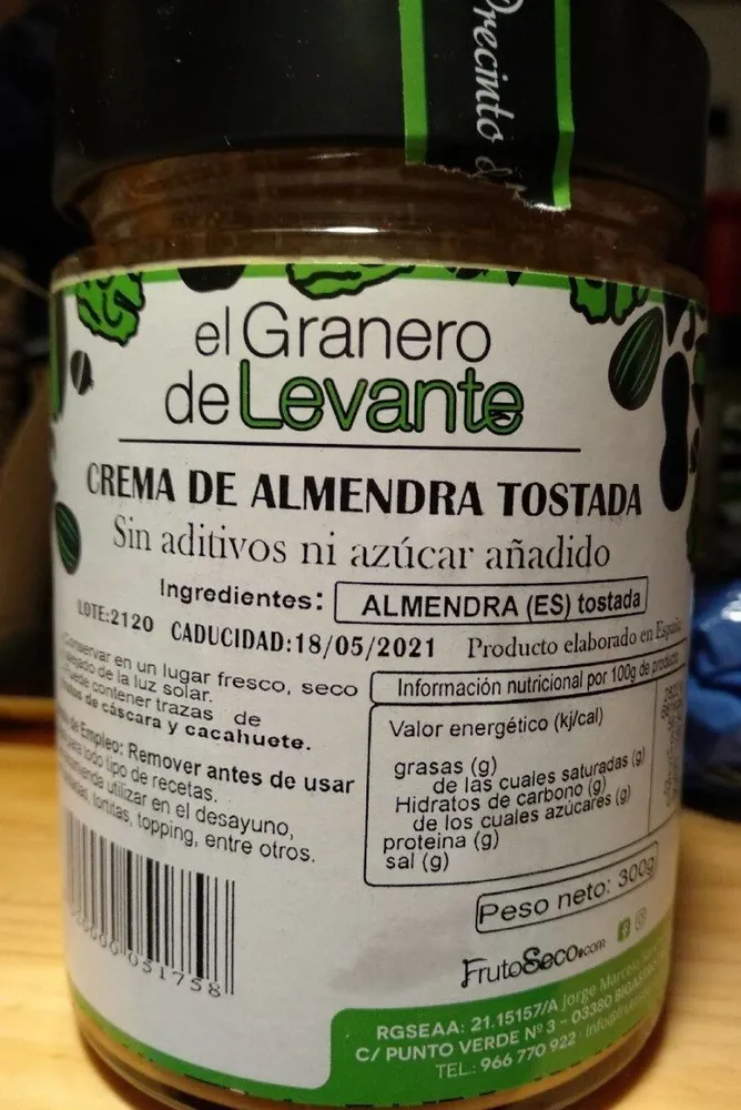 Crema de almendra tostada