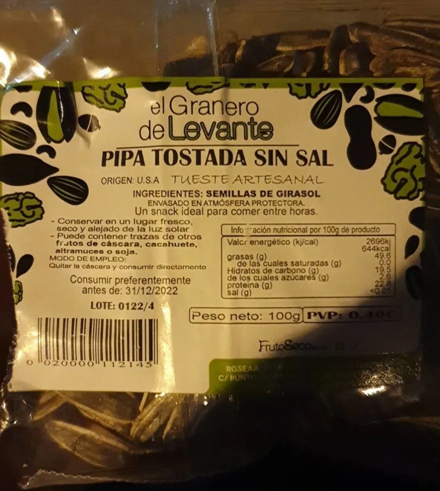 Pipa tostada sin sal