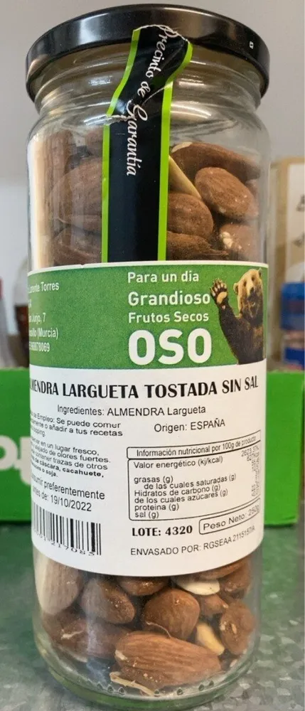 Almendra largueta tostada sin sal