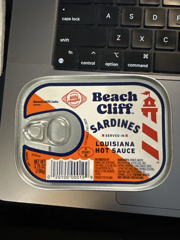 Sardines served in Louisiana Hot Sauce