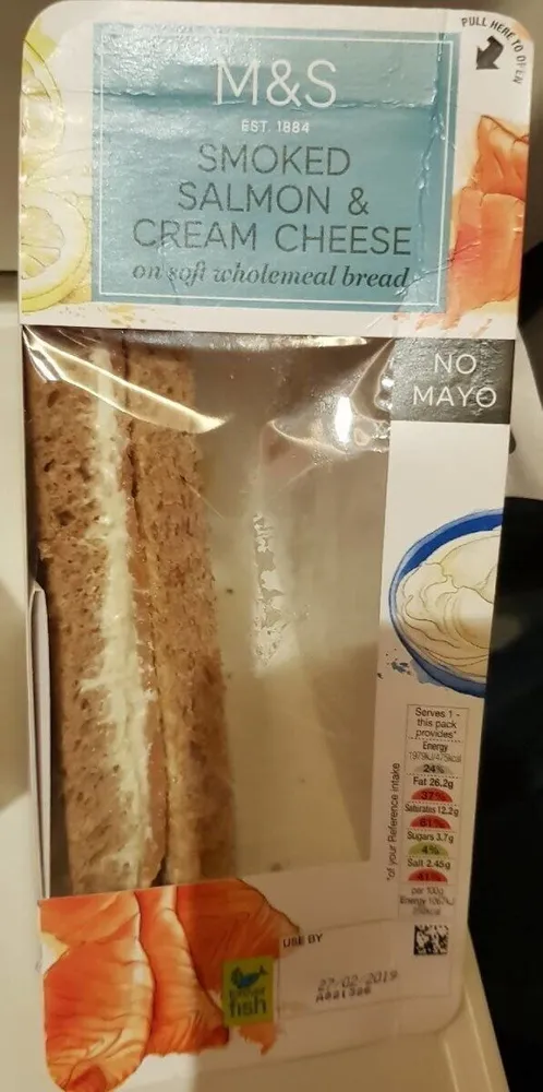Smoked Salmon and Cream Cheese sandwich