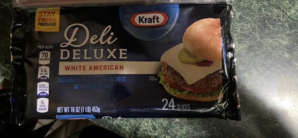 White American Pasteurized Process American Cheese with Added Calcium