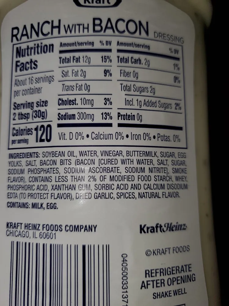 Ranch with bacon dressing