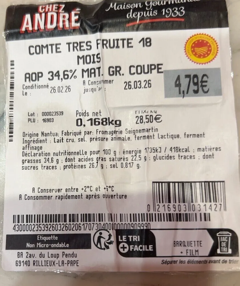 COMTÉ TRRS FRUITÉ 18 mois
