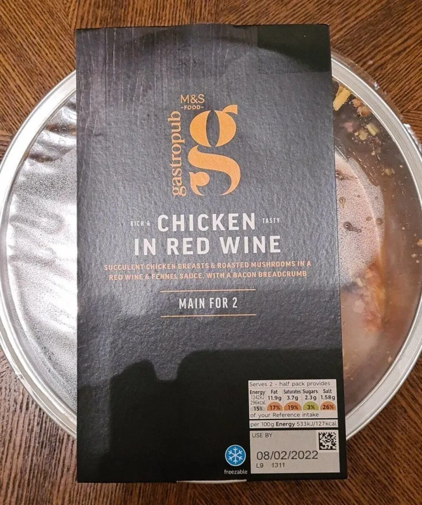 Chicken in red wine