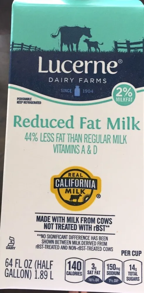 Reduced fat milk