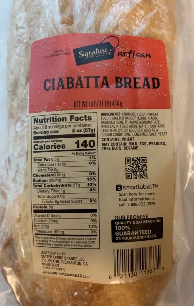 Select classic artisan ciabatta bread