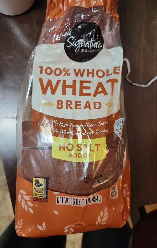 100% While What Bread No Salt Added