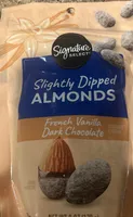 Slightly dipped almonds