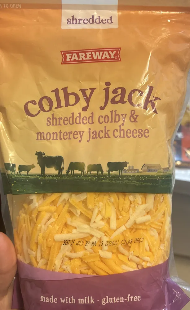 Colby Jack shredded Colby and monetary jack cheese