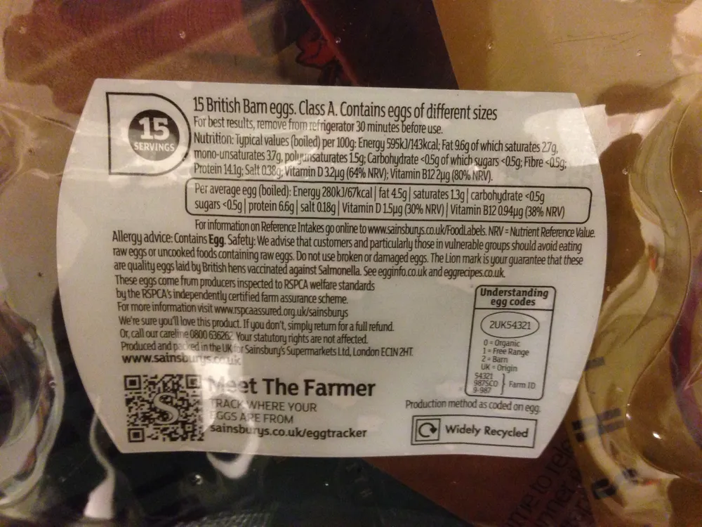 15 British barn eggs