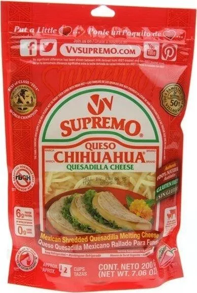 Shredded Chihuahua Natural Quesadilla Style Cheese for Melting