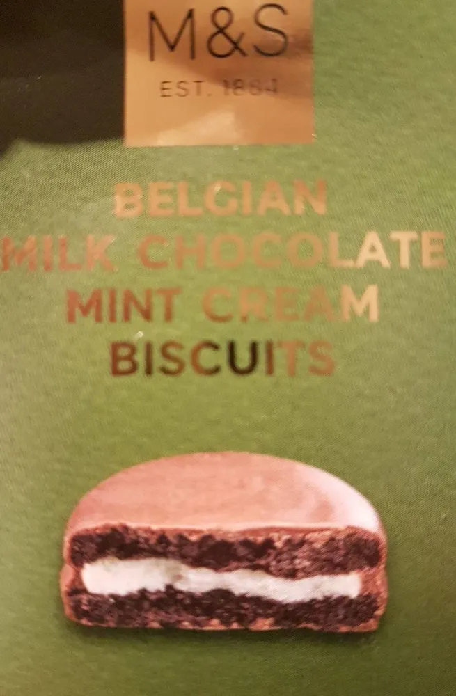 belgian milk chocolate mint cream biscuits