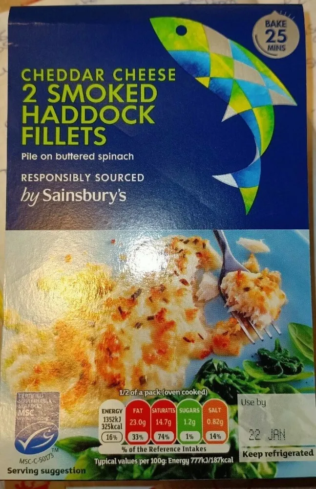 Cheddar cheese 2 smoked haddock fillets