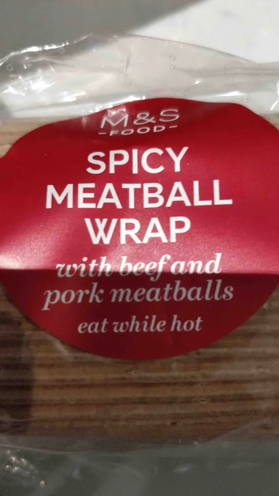 Spicy meatball wrap with beef and pork meatballs