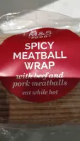 Spicy meatball wrap with beef and pork meatballs