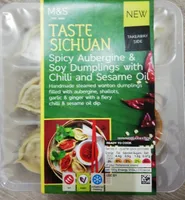 Spicy aubergine & soy dumplings