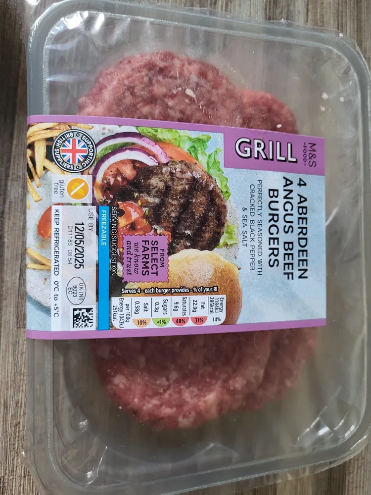 4 Aberdeen Angus Beef Burgers