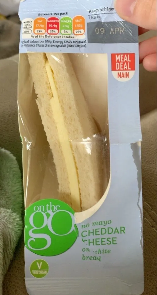 Cheddar Cheese on White Bread Sandwich