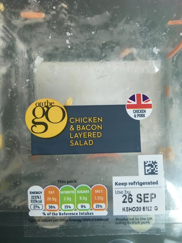 Chicken and bacon layered salad
