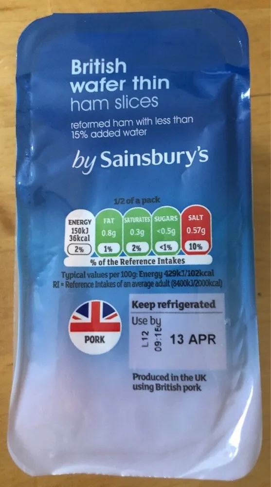 British wafer thin ham slices