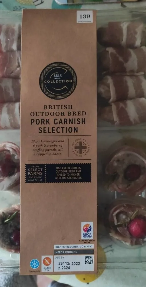 British outdoor bred pork garnish selection
