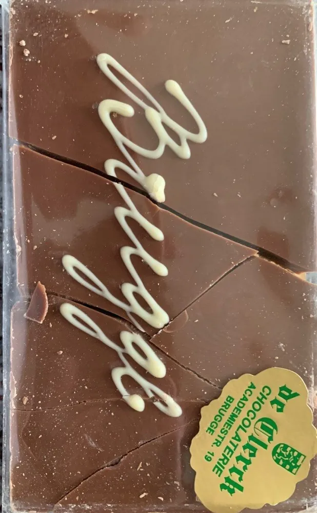 Melk chocolade met tekst Brugge