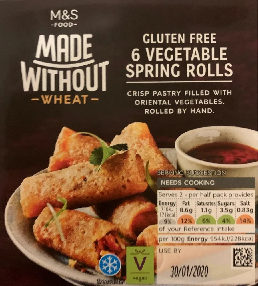 Gluten free 6 vegetable spring rolls