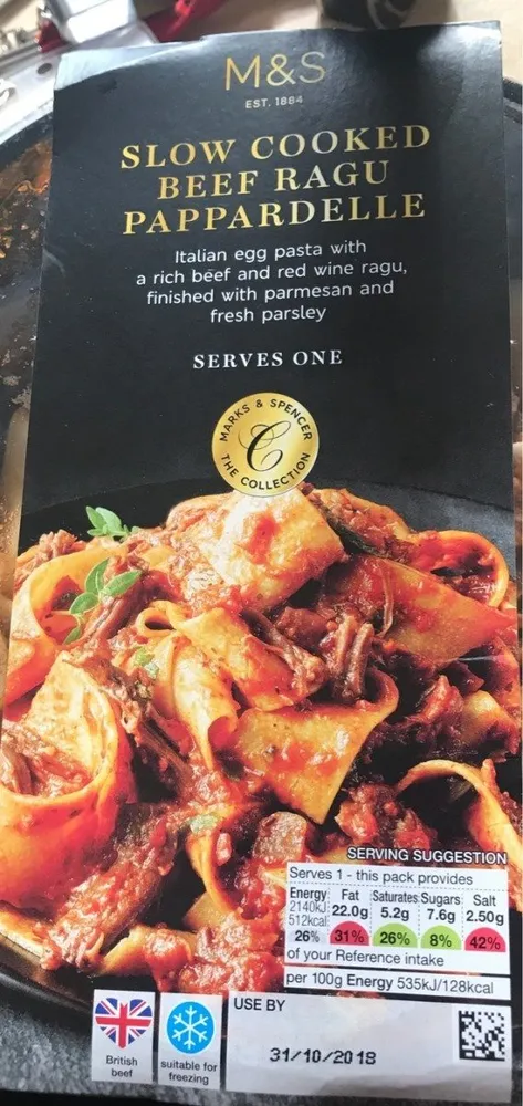 Slow cooked beef ragu pappardelle