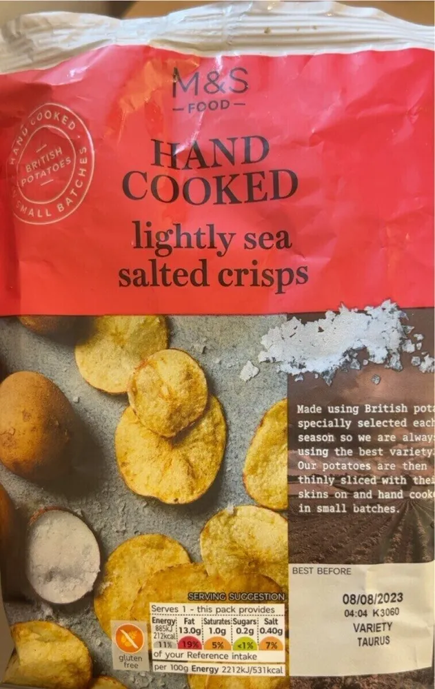 Lightly sea salted potato crisps