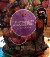 Frozen strawberries and blueberries