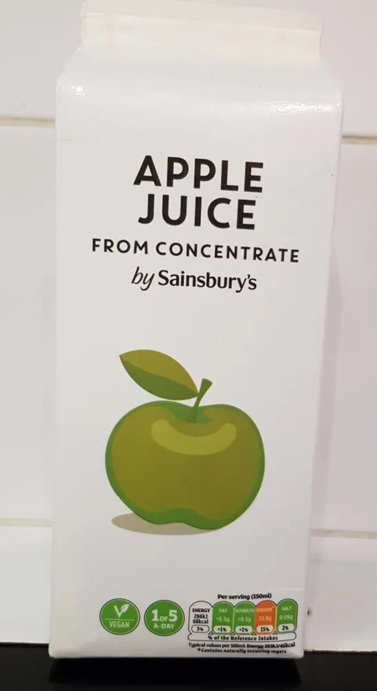 Apple juice from concentrate
