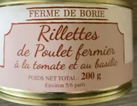 Rillettes de poulet, fermier, à la tomate et au basilic