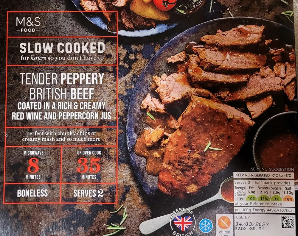Slow cooked tender peppery british beef