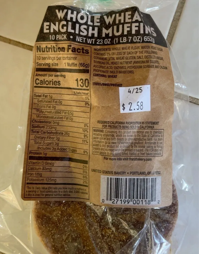 Whole Wheat English Muffins