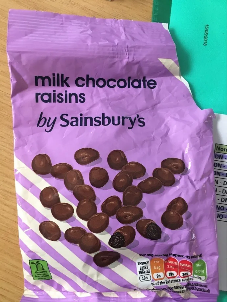 Milk chocolate raisins