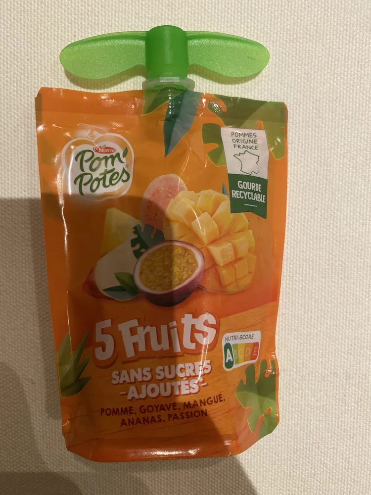 5 Fruits Sans sucres ajoutés - Pomme, goyave, mangue, ananas, passion
