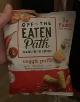 Off the eaten path spicy cheddar flavored veggie puffs snacks