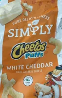 Simply white cheddar cheese flavored snacks puffs