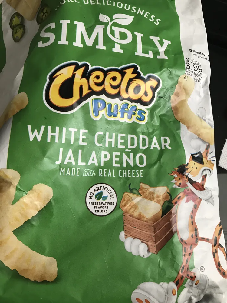 Simply cheese flavored snacks puffs