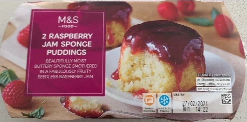 Raspberry jam sponge puddings