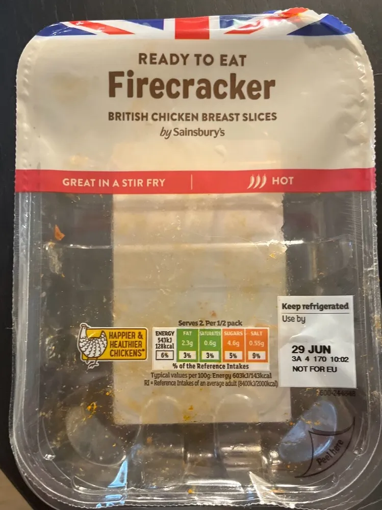 Firecracker chicken breast slices