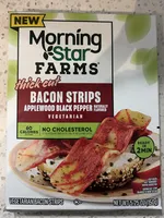Thick cut vegetarian bacon strips, applewood black pepper