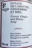 Potage de carottes,gingembre er miel