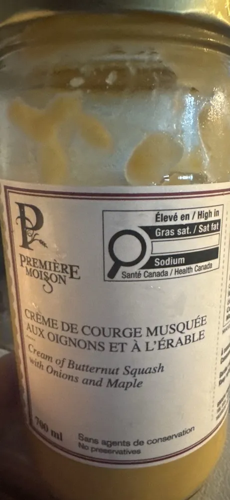 Cream Of butternut squash With onions And Maple