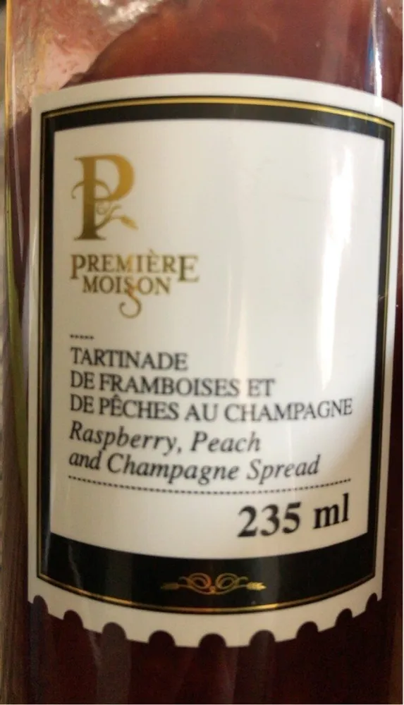 Tartinade de framboises et peches au champagne