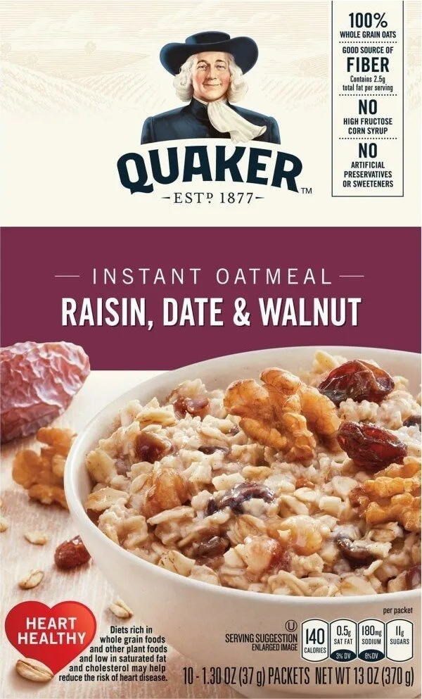 Instant oatmeal raisin date walnut