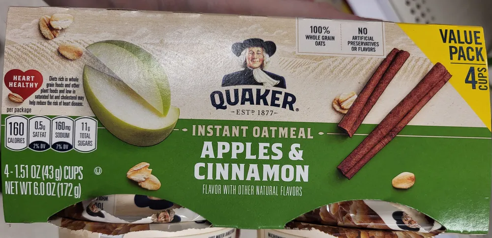 Quaker Instant Oatmeal Apples & Cinnamon Cups
