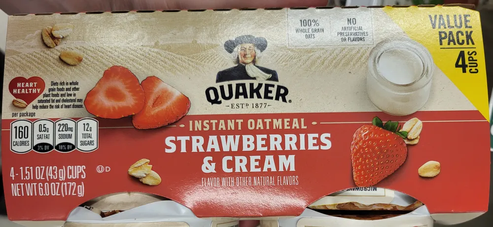 Quaker Instant Oatmeal Strawberries & Cream Cups
