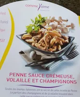 Penne sauce crémeuse volaille et champignons
